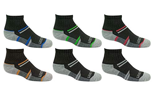 Half Cushion Ankle Socks - 6 Pairs, Medium, Black/Multi