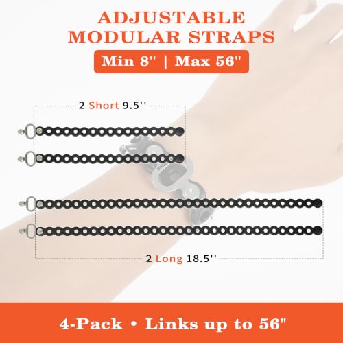Black Modular Straps 9.5" & 18.5" - Multi-Use Gear Organizer, Secure & Stretchable