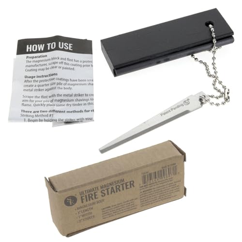 Waterproof Magnesium Firestarter Kit - Compact 3" x 1" for Camping & Survival