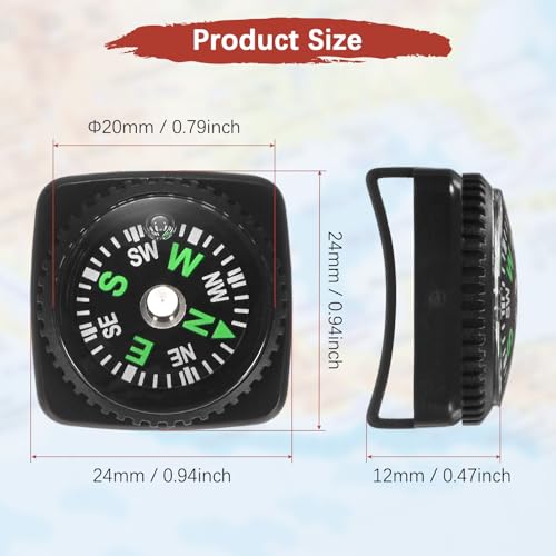 20mm Wrist Compass - 5 Pack Liquid Filled Navigation Tool for Hiking