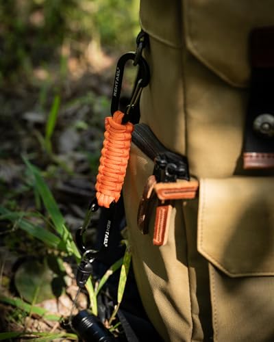 Paracord Braided Keychain Lanyard Strap with 2 Carabiner Clips - 2Pcs Orange