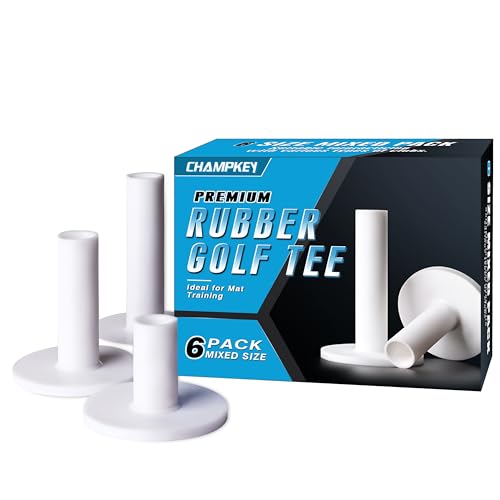 Premium Rubber Golf Tees - 6 Sizes for Durability & Stability