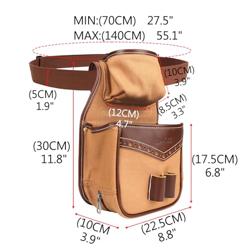 Tourbon Canvas Leather Shotgun Shell Pouch with Box and Adjustable Waist Belt