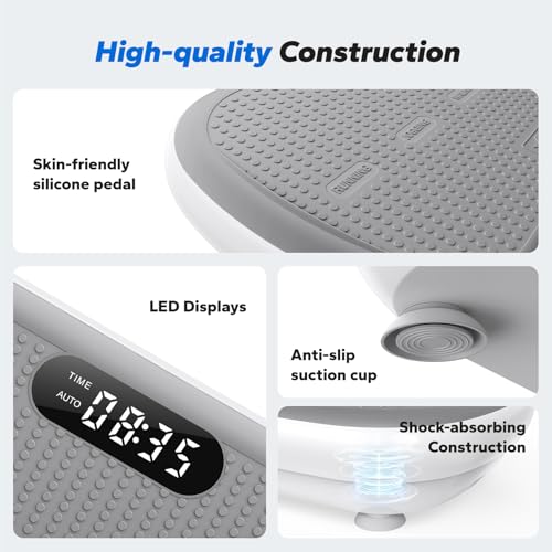Curved Vibration Plate Exercise Machine with Bluetooth & Resistance Bands