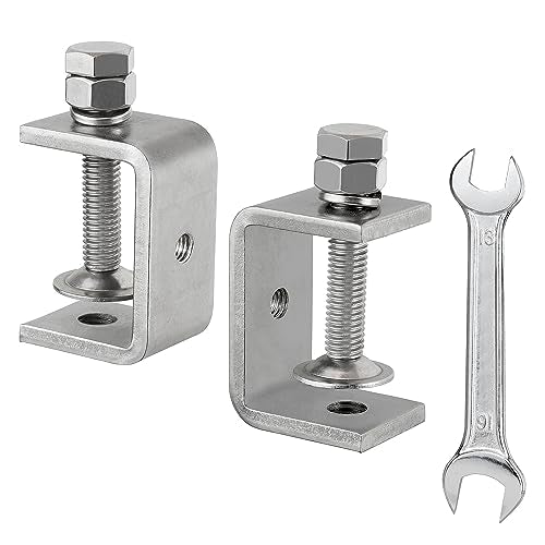 304 Stainless Steel C Clamp,1 1/2 Inch Tiger Clamp Woodworking Clamp Heavy Duty C Clamps for Woodworking, Welding and Construction,Features Stable Wide Jaws and Protective Pads(2 Pcs)