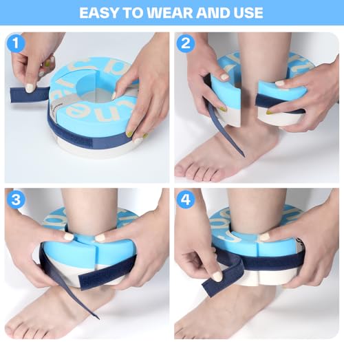 Water Aerobics Float Ring Set - Adjustable 8-13 Inch Sky Blue Cuffs