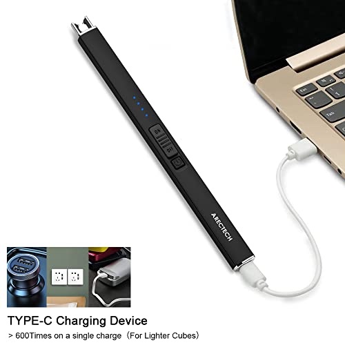 Electric Candle Lighter with Rechargeable Type-C Cable - Black