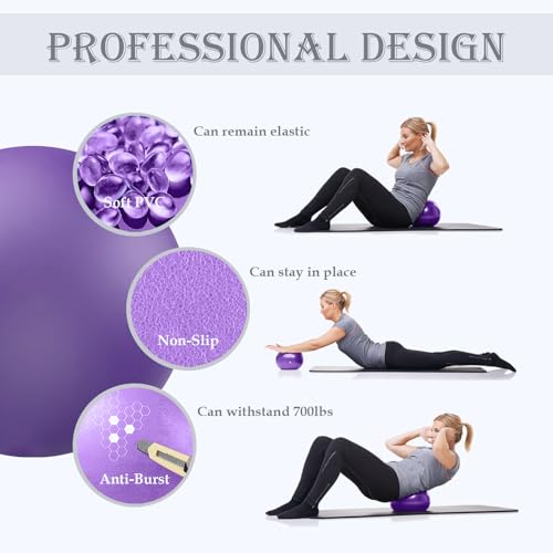 Small Soft Pilates Yoga Ball - 9 Inch Purple Mini Exercise Ball