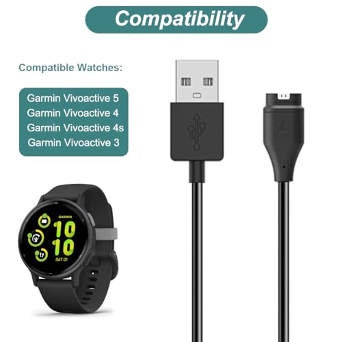 Charger for Garmin Vivoactive 6, 5, 4, 4S, 3 Smartwatch