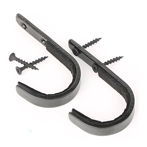 Gun Rack Shotgun Hooks - Felt Lined Wall Mount Storage, Black