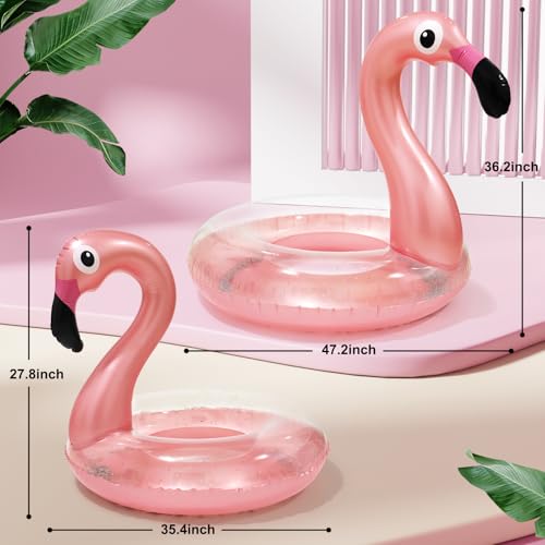 Inflatable Flamingo Pool Floats Set with Pump - Kids & Adults Summer Floaties