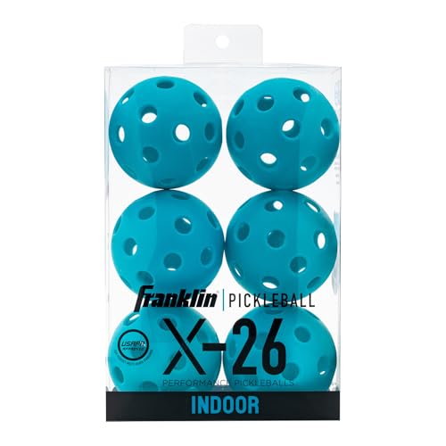 Franklin Sports Blue X-26 Indoor Pickleballs - 6 Pack USAPA Approved Tournament Balls