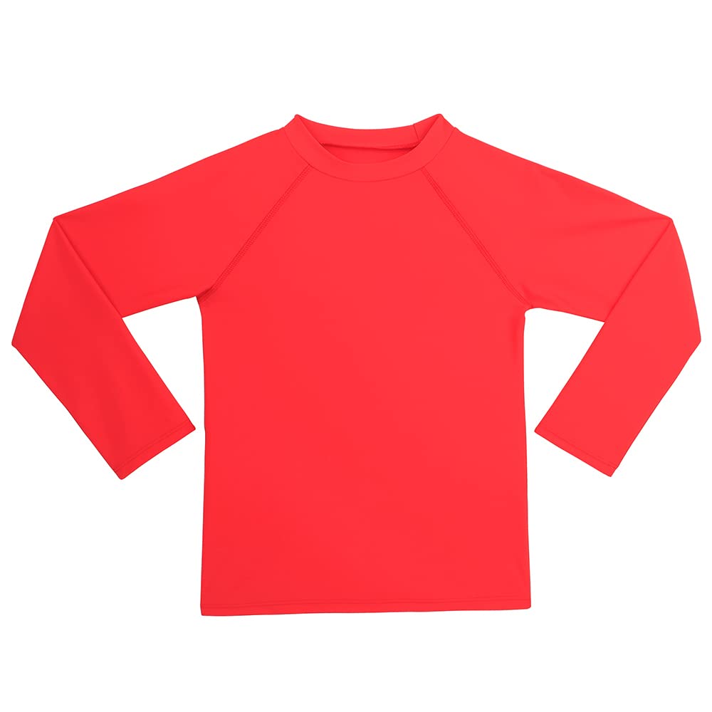 Boys Rash Guard Shirts Long Sleeves Rashguard UPF 50+ Sun Protection Quick Dry Swim Tee, Red 10