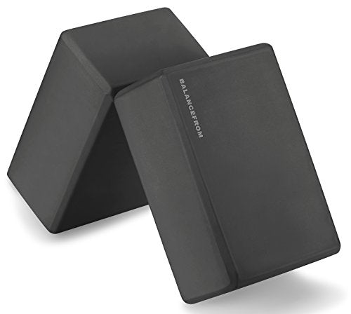High Density Yoga Blocks Set of 2 - 9" x 6" x 4" - Black