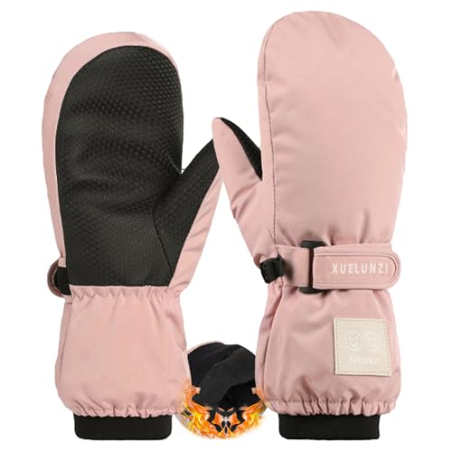Waterproof Kids Winter Snow Mittens - Pink, 10.2x4.3in