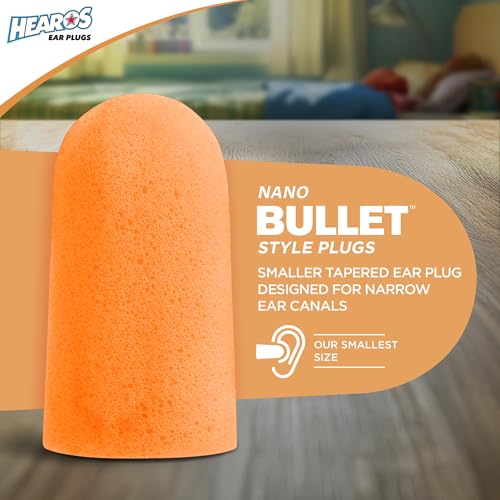 HEAROS Nanos Earplugs, X-Small, NRR 28, 100 Pair, PU Foam, Extreme Comfort, Orange (5891)