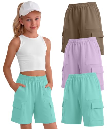 Girls' Bermuda Cargo Shorts - 3 Pack Comfortable Summer Casual Wear