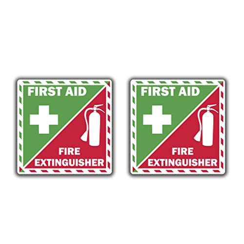 First Aid Fire Extinguisher Inside Vinyl Decal - 3" x 5" Safety Sticker
