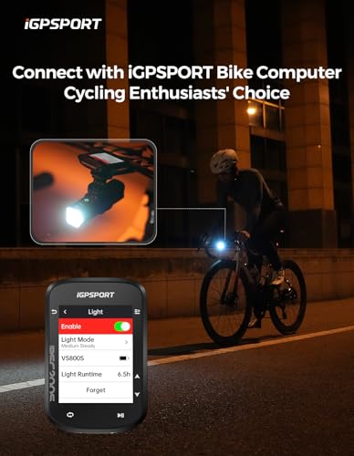 iGPSPORT VS800S 800 Lumen Smart Bike Light - 140m Beam, 220°, 4000mAh USB-C Rechargeable