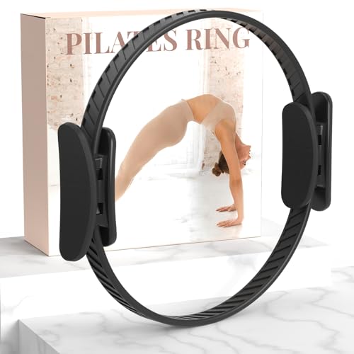 Pilates Ring Fitness Circle - 14.5" Black for Home Workouts