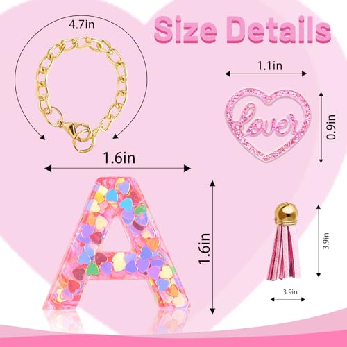 Personalized Letter Charm Keychain for Stanley Cup - A Pink