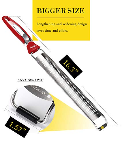 Stainless Steel Lemon Zester & Cheese Grater - Red