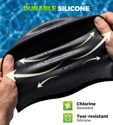 Extra Large Swim Cap for Braids & Dreadlocks - Dark Black