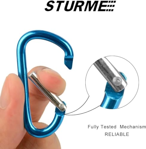 2" Aluminum D Ring Carabiner Clips - Assorted Colors - 24 PCS