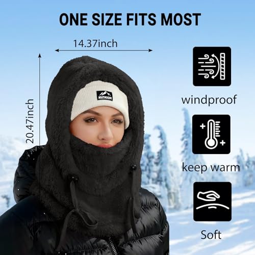 CAZYTOYZ Black Wind-Resistant Winter Ski Mask for Men & Women Fleece Face Cover