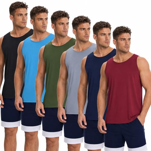 Men's Workout Tank Tops - 6 Pack Athletic Sleeveless Shirts