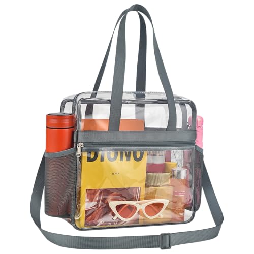 Clear Tote Bag for Stadium Events - 12x6x12 - Grey