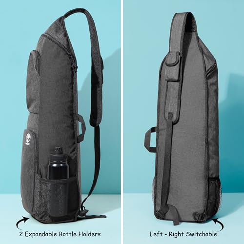 Yoga Mat Bag Carrier with Pockets & Water Bottle Holders - Black