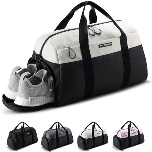 Fitgriff Gym Bag V2 for Men & Women with Shoe & Wet Compartment - Small Black Duffle 19x10x11 inches