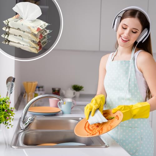 Threlaco 7 Pack Camping Dish Wipes - Travel Dish Cleaning Essential, 20 Wipes per Pack