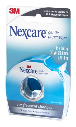 Gentle Paper Tape Dispenser - 1 in x 10 Yds, Hypoallergenic Medical Tape