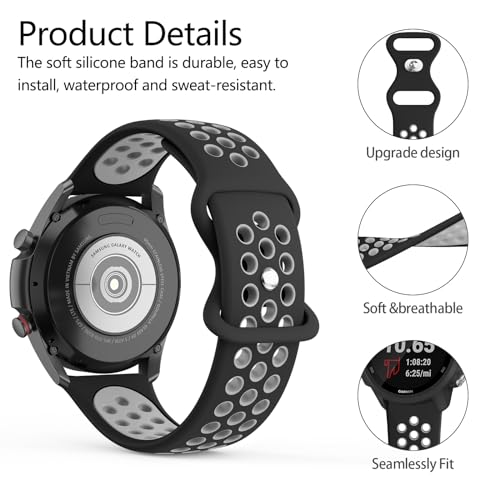 20mm Soft Silicone Sport Band for Garmin Forerunner - Black-Gray