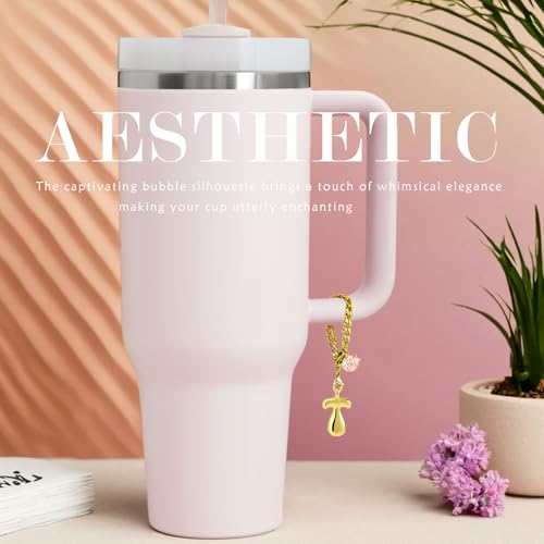 Gold Bubble Letter T Charm for Water Bottles and Bags - Initial Pendant