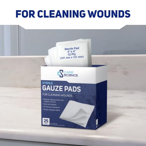 Gauze Pads 4x4 in, Sterile 12-Ply, 25 Count