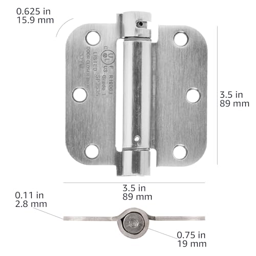 Self-Closing Door Hinge - 3.5 Inch x 3.5 Inch - Satin Nickel - 1 Piece