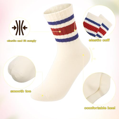 Kids Crew Socks - Cotton Comfort for 9-12 Years - Beige, 6 Pairs