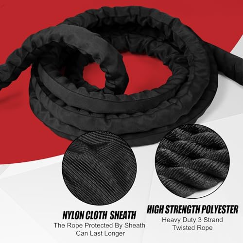 30ft Battle Rope - Heavy-Duty Fitness Power Rope for Home Gym