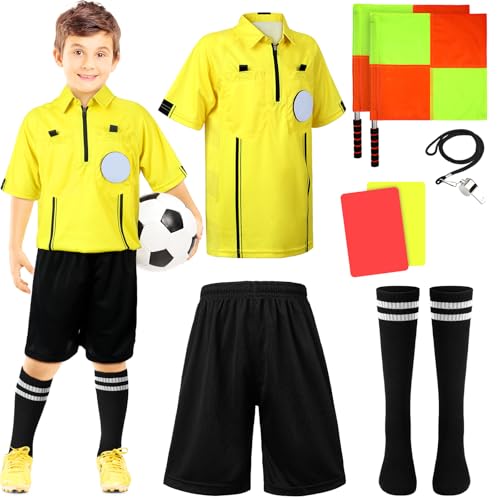 Kids Soccer Referee Costume Set - 11 Pcs Age 8-10