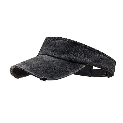 Retro Ripped Sun Visor Hat - Black Baseball Visor for Men & Women