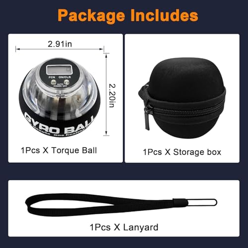 Wrist Power Gyro Ball with Counter - Black Torque Ball Exerciser