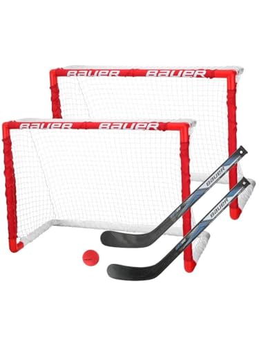 Mini Knee Hockey Goal Set - 2 PVC Goals, 2 Sticks & Ball