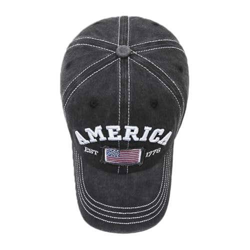 Distressed Vintage American Flag Baseball Cap - Adjustable Cotton Hat