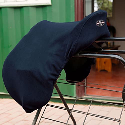 Harrison Howard Fleece Saddle Cover GP/Navy One Size for Dressage & All Purpose Saddles
