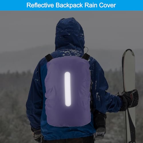 Waterproof Backpack Rain Cover - Small Purple, Reflective Strap