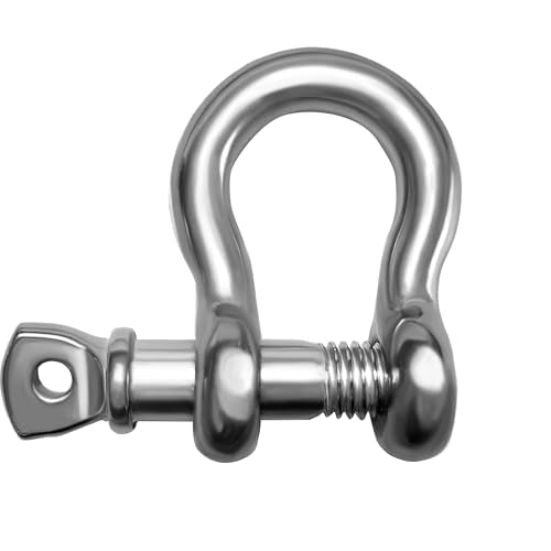 316 Stainless Steel D-Ring Shackles - Heavy Duty 1/4 Inch 4 Pack