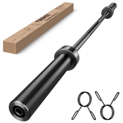 TEEMOO 57-Inch Home Gym Barbell Bar with Spring Collars, 500lb Capacity, Black